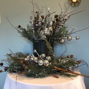 NWT 6 Bunches Pier 1 Silver Holiday Floral Stems